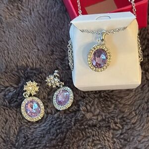 Never worn Studio 1886 by Avon earrings and necklace set … light purple
